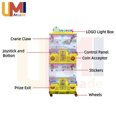 Wholesale Custom Logo Mini Claw Crane Machine 4-Player Vending Arcade Game with Light Plush Toy Gift Claw Vending Doll Machine