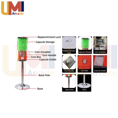 UMI Colorful  Bubble Gum Candy Dispenser Mini Square Pinball Machine Candy Bulk Vending Machine