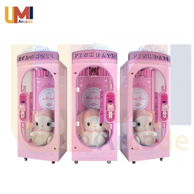 Coin Operated Prize Machine Gift Vending Game Scissors Cut Machine Amusement Arcade Game Pink Date Prize Machine Shopping Mall