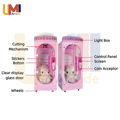 Coin Operated Prize Machine Gift Vending Game Scissors Cut Machine Amusement Arcade Game Pink Date Prize Machine Shopping Mall