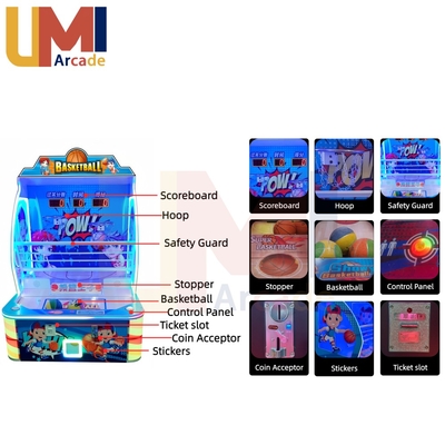 Kids Mini Basketball Shoot Machine Coin Operated  Basketball Arcade Game for Indoor Children Playground Amusement