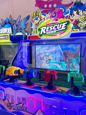 Rescue Water Shooting Arcade Machine 4 Player Shooting Video Games Coin- Operated Prize Redemption Machine for Indoor Playground