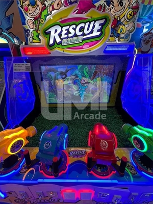 Rescue Water Shooting Arcade Machine 4 Player Shooting Video Games Coin- Operated Prize Redemption Machine for Indoor Playground