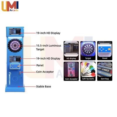 Coin Operated Durable Soft Tip Dart Machine with Real Time Scoring Arcade Shooting Game for Indoor Playground